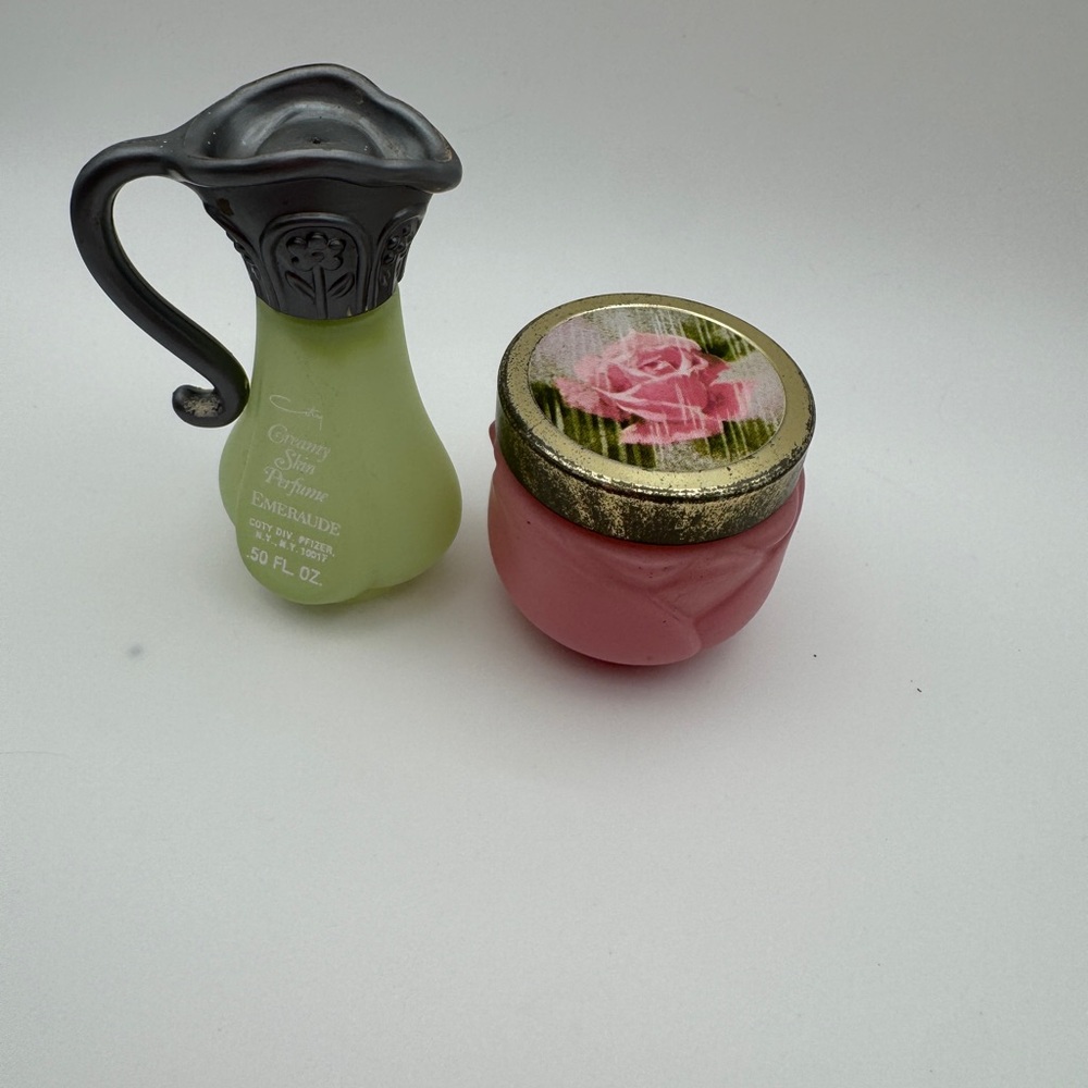 Lot of 2 vintage empty fragrance containers. Avon & Cody